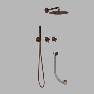 Built-in part three-way shower w/ thermostat - PVD bronze by d line - view 3