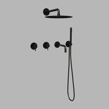 Built-in part three-way shower w/ thermostat - PVD black by d line - view 2