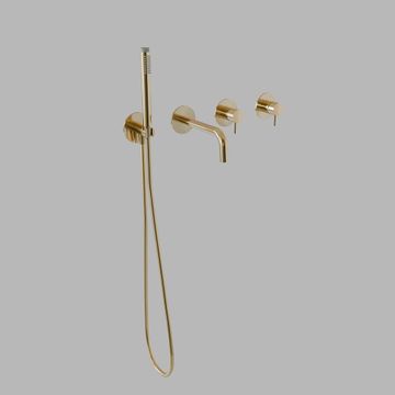 Two-way bathtub set w/o thermostat - PVD brass by d line - view 2