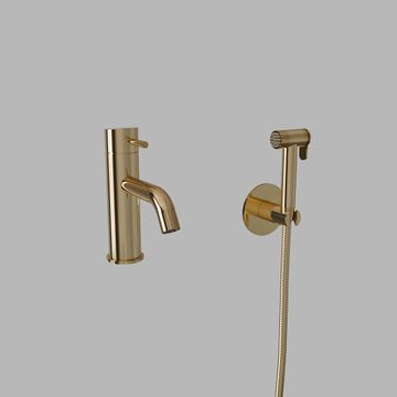 Bidét tap w/ hand sprayer & holder - PVD brass by d line - view 2