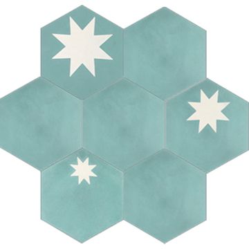 Hex Star Aqua 03 – Large Cement Tile by Original Mission Tile - view 5