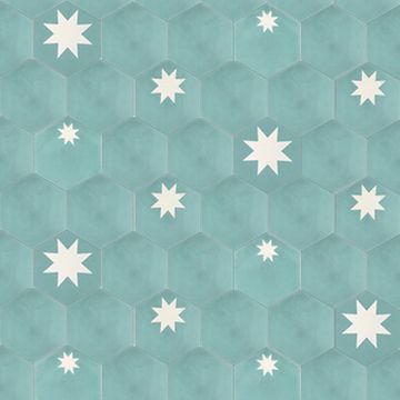 Hex Star Aqua 03 – Large Cement Tile by Original Mission Tile - view 4