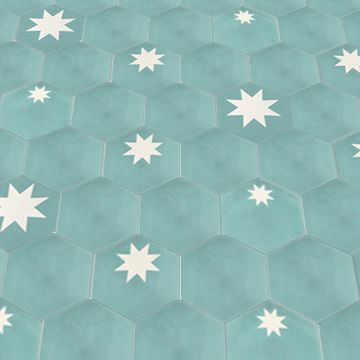 Hex Star Aqua 03 – Large Cement Tile by Original Mission Tile - view 3