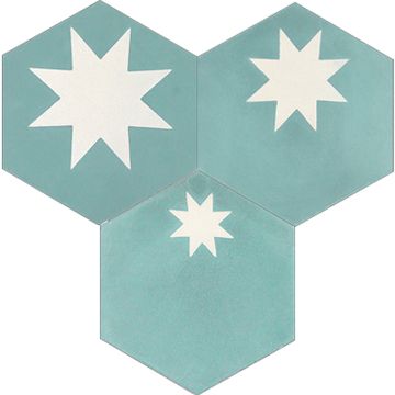 Hex Star Aqua 03 – Large Cement Tile by Original Mission Tile - view 6