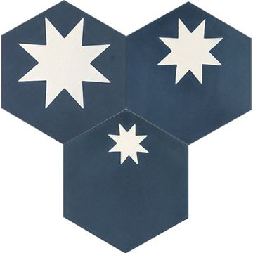 Hex Star Navy 01 – Large Cement Tile by Original Mission Tile - view 6