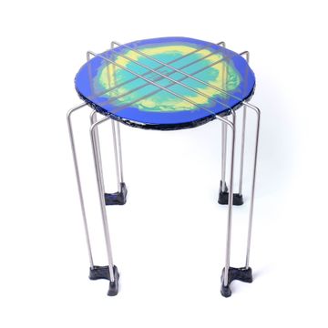 Triple Play Coffee Table - Clear Blue, Yellow, Aqua by corsi design - view 3