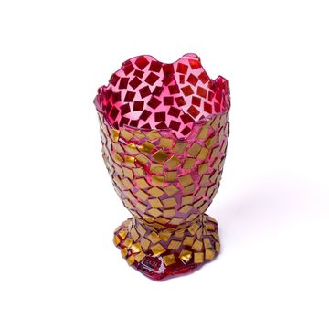 Rock Vase L - Clear Light Fuchsia, Gold by corsi design - view 3