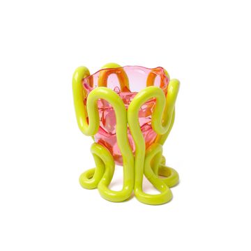 Indian Summer Vase S - Clear Light Ruby, Fluo Yellow by corsi design - view 2