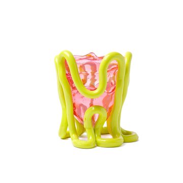Indian Summer Vase S - Clear Light Ruby, Fluo Yellow by corsi design - view 4