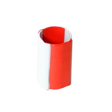 Four Lines Vase - Matt Pastel Blue And Matt Coral by corsi design - view 2