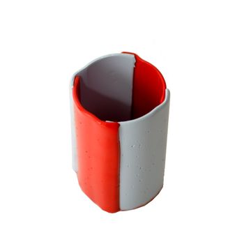 Four Lines Vase - Matt Pastel Blue And Matt Coral by corsi design - view 3