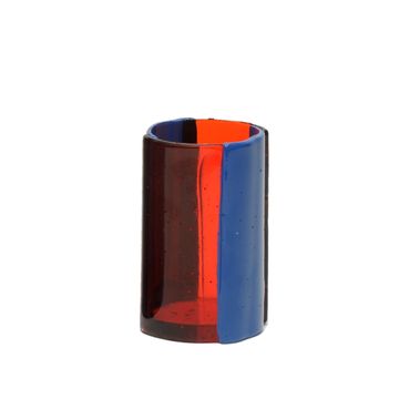 Four Lines Vase - Clear Red And Matt Dark Lavender by corsi design - view 2