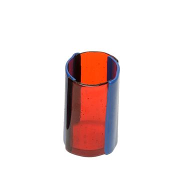 Four Lines Vase - Clear Red And Matt Dark Lavender by corsi design - view 3