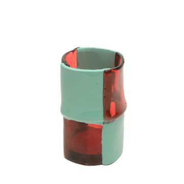 Bamboo Vase - Clear Fuchsia And Matt Mint by corsi design - view 3