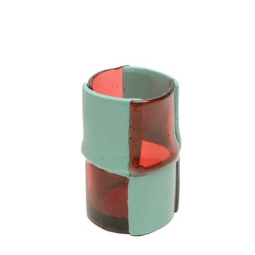 Bamboo Vase - Clear Fuchsia And Matt Mint by corsi design - view 2