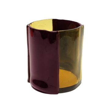 Four Lines Vase - Clear Yellow And Matt Aubergine by corsi design - view 2