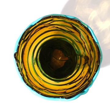 Pompitu II Vase - Clear Amber And Matt Turquoise by corsi design - view 4