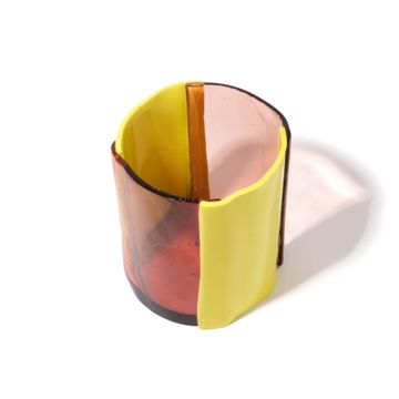Four Lines Vase - Clear Antique Pink And Matt Fluo Yellow by corsi design - view 3
