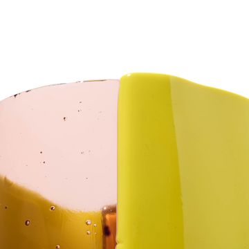 Four Lines Vase - Clear Antique Pink And Matt Fluo Yellow by corsi design - view 6