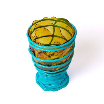 Pompitu II Vase - Clear Amber And Matt Turquoise by corsi design - view 3