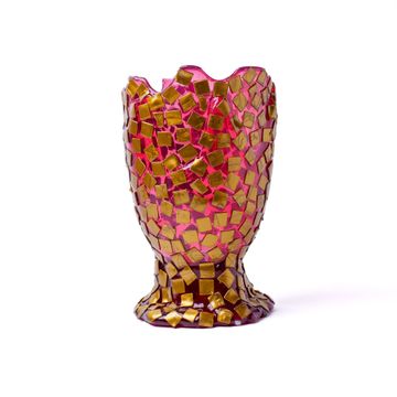 Rock Vase L - Clear Light Fuchsia, Gold by corsi design - view 4