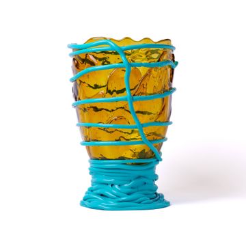 Pompitu II Vase - Clear Amber And Matt Turquoise by corsi design - view 5