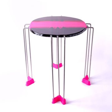 Triple Play Coffee Table XL High - Clear Fumè, Fluo Fuchsia, Brown by corsi design - view 3
