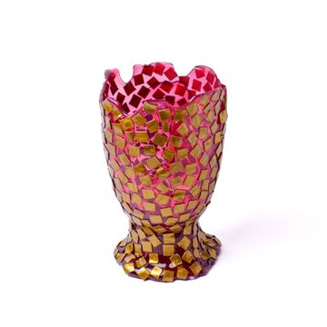 Rock Vase L - Clear Light Fuchsia, Gold by corsi design - view 5