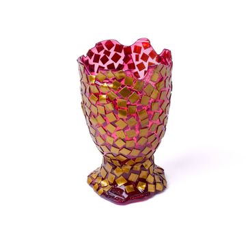 Rock Vase L - Clear Light Fuchsia, Gold by corsi design - view 2