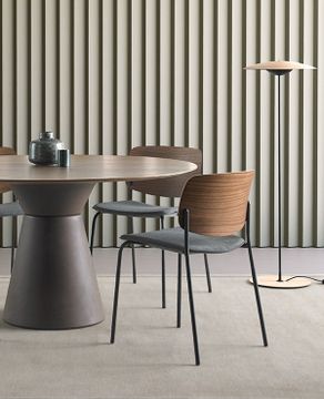 Aryn Wood ARY0410 + ARY0400 Chair with 4 leg frame (upholstered seat & wooden back) by INCLASS - view 2