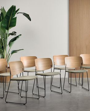 Aryn Wood ARY0410 + ARY0400 Chair with 4 leg frame (upholstered seat & wooden back) by INCLASS - view 4