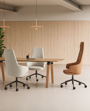 Binar Executive BIN0215 BIN0218 Armchair with medium back (5 spoke aluminum swivel base on casters) by INCLASS - view 2