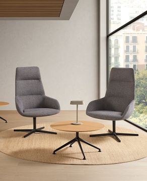 Dunas Lounge Lounge armchair with medium back and 4 spoke aluminum swivel base by INCLASS - view 3