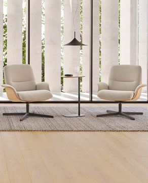 Rever Swivel lounge armchair with medium back and outer shell in walnut veneer by INCLASS - view 5