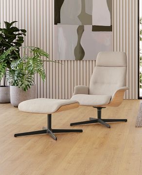 Rever Swivel lounge armchair with medium back and outer shell in walnut veneer by INCLASS - view 4