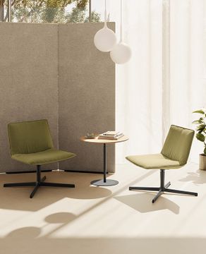 Xail Lounge armchair with low backrest and 4 spoke aluminum base (horizontal stitching upholstery) by INCLASS - view 5