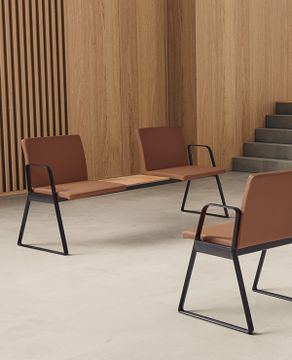Lin Tapiz LIN0740 + LIN1830 Modular bench configuration with corner connecting top 120º by INCLASS - view 2