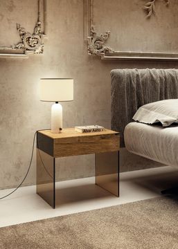 Wood Nightstand Glass Legs: Class Bedside Tables by Lago - view 8