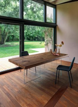 Wooden Dining Table with Glass Legs - LAGO Air Table by Lago - view 3
