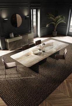 Modern Air Soft Table: Glass Legs & Detailed Top by Lago - view 7