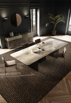 Modern Air Soft Table: Glass Legs & Detailed Top by Lago - view 3