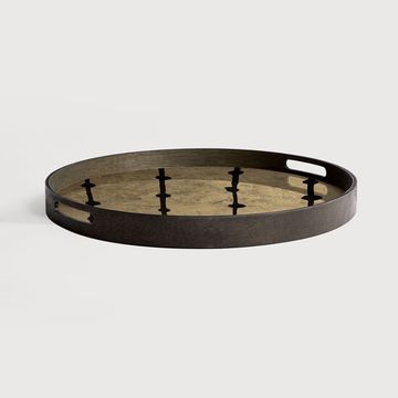 Gold Leaf Dots glass tray - Dark Brown - 48 x 48 x 4 cm (10120418) by Ethnicraft - view 2