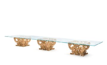 MG1316 - Rectangular wood and glass dining table by OAK - view 2