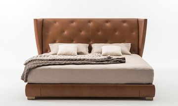 SCALA SC5090 - Leather double bed with upholstered headboard by OAK - view 2
