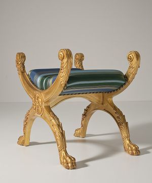 MG3520 - Low upholstered wooden stool by OAK - view 2