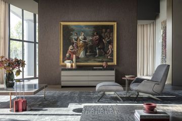 GN8070 - Armchair upholstered in leather, with base in steel by OAK - view 5