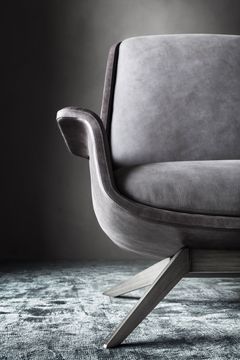 GN8070 - Armchair upholstered in leather, with base in steel by OAK - view 3