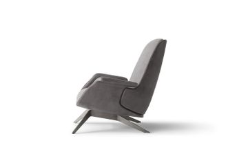 GN8070 - Armchair upholstered in leather, with base in steel by OAK - view 6