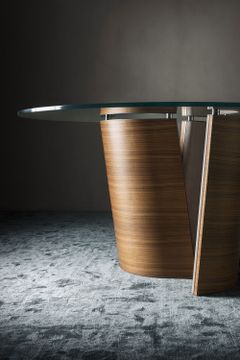MADISON PM4010 - Round wood and glass table by OAK - view 2