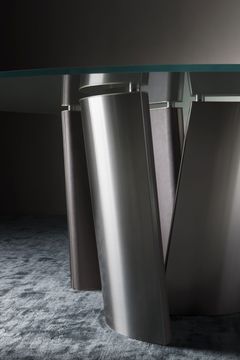 MADISON PM4010/1 - Round glass and steel table by OAK - view 2